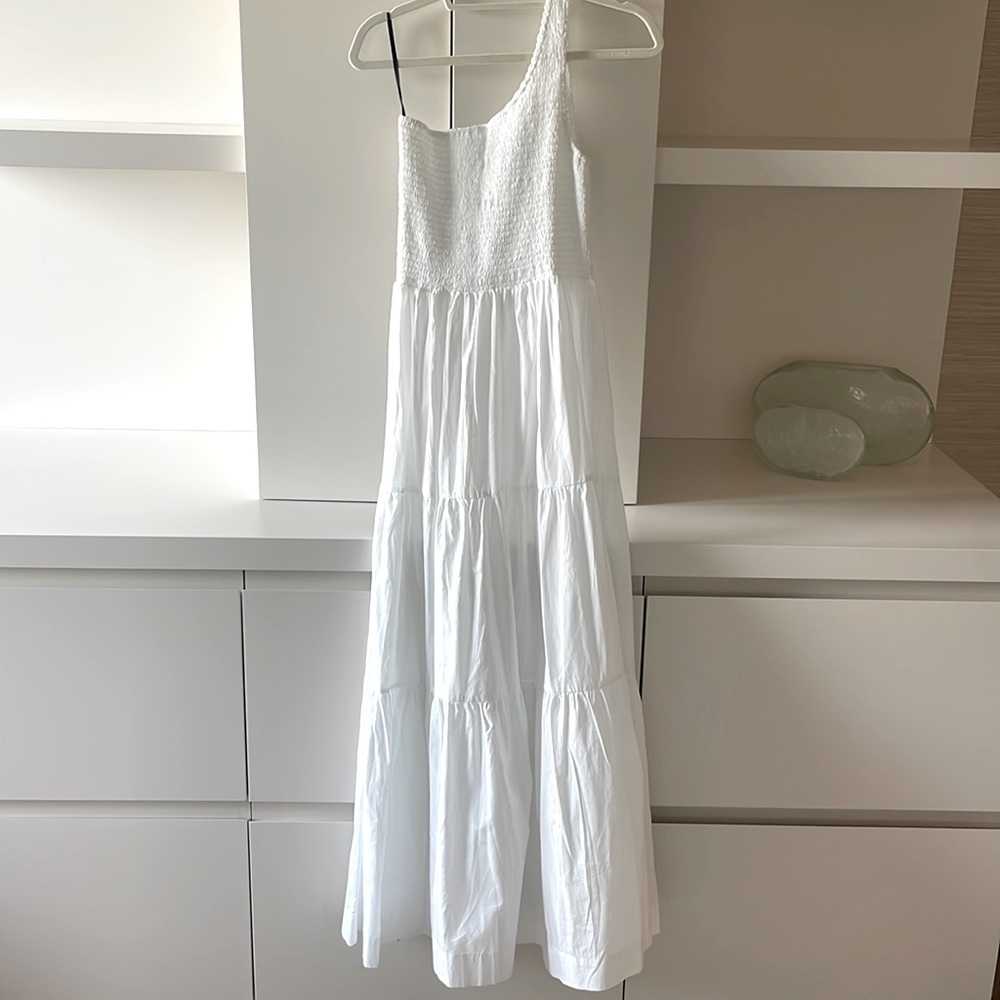 S/W/F White Maxi one shoulder dress